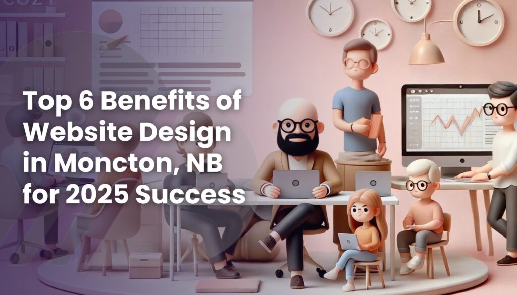 Illustration of a website design team working at computers